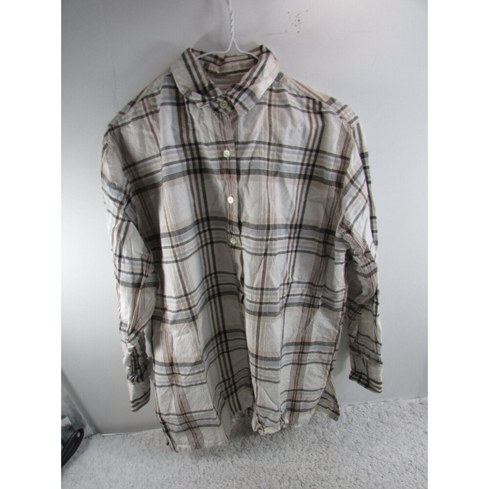 Paul Harris Design 100% Cotton Striped Short Sleeve Button Up Blouse Shirt Size